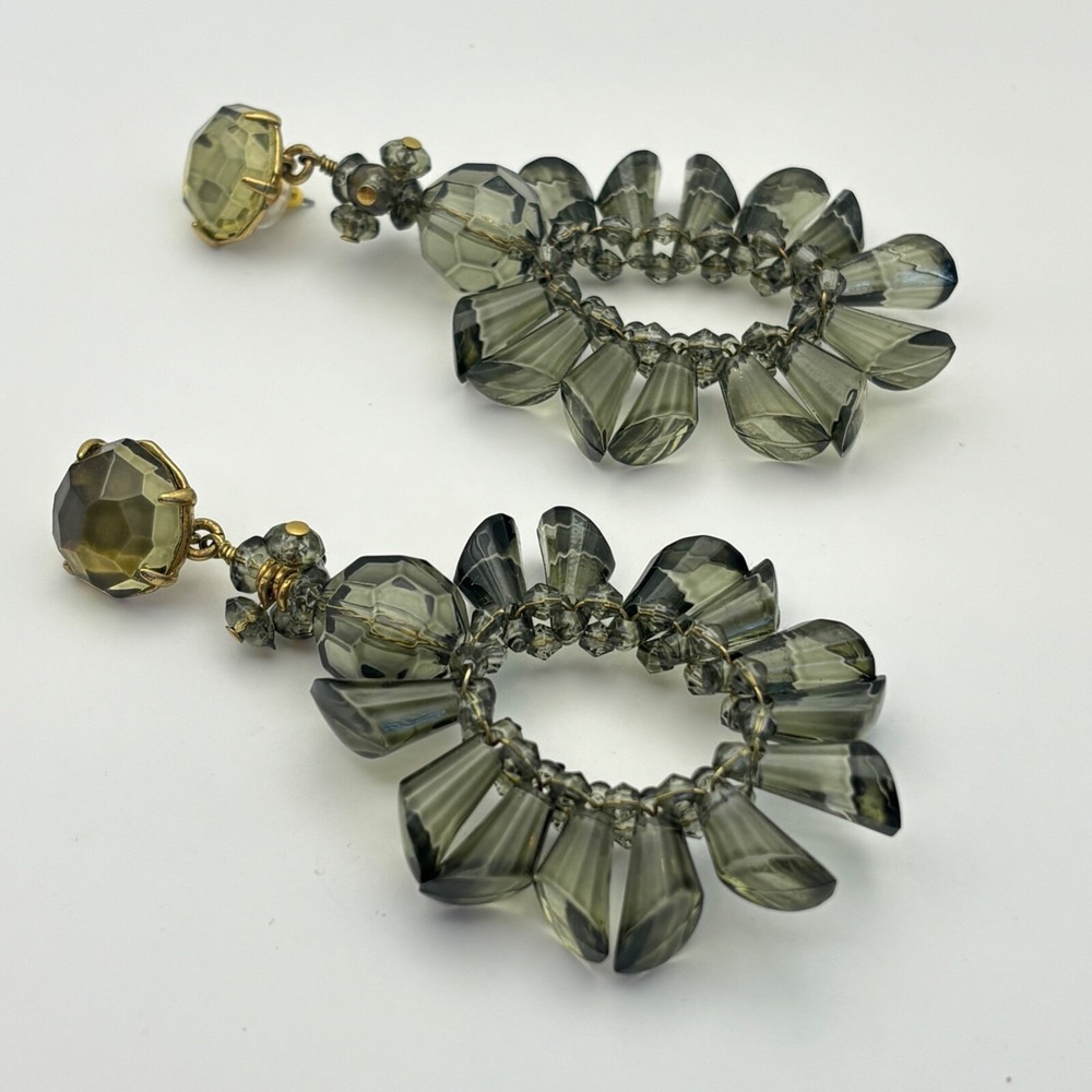 J. Crew Statement Earrings Pierced Green Lightweight Large - Picture 8 of 8
